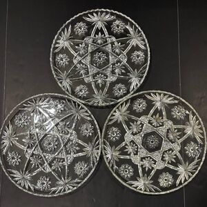 Vtg Anchor Hocking "Star of David" Clear Prescut Glass Platter (13.5") for 1